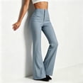 thumbnail image 4 of Levmjia Women's High Waisted Bootcut Pants, Solid Color Slim Fit Flare Trousers with Zipper Fly, Stretchy Formal Casual Work Pants for Office, 4 of 6
