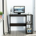 SHW Cyrus Collection 35Inch Desk with Shelves, Espresso, Perfect for