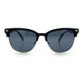 thumbnail image 5 of Classic Half Rim Round Horned High Temple Rectangular Sunglasses Black Gold - Black, 5 of 7