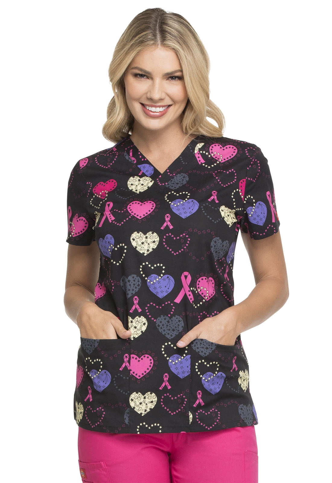 Dickies Dickies EDS Women Scrubs Top, VNeck, DK704, S, Cosmic Caring