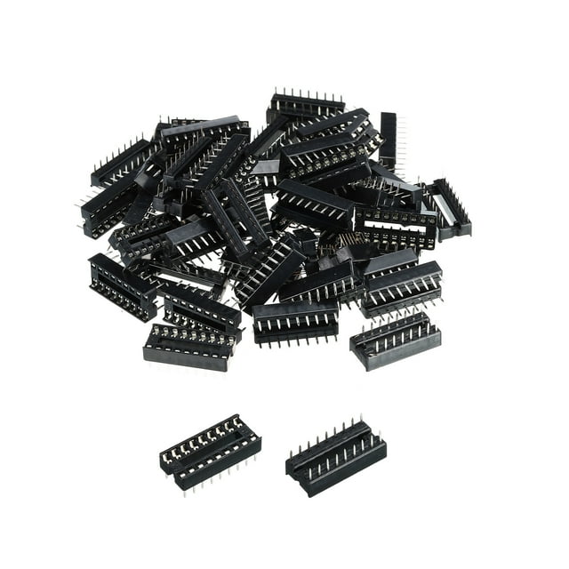 Uxcell DIP IC Chip Socket Adapter Flat Pin 18P 2.54mm Pitch IC Socket for PCB Board Chip, 50 Pack