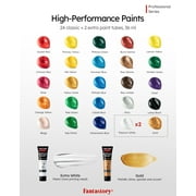 Fantastory Acrylic Paint Set, High Pigment, Quick Dry, Waterproof, 24 Colors with Metallic and White