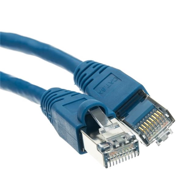 7 ft. Shielded Cat6a Blue Ethernet Patch Cable, Snagless by Molded Boot - 500 MHz