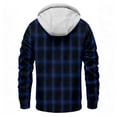 thumbnail image 4 of PiGOGI Men's Winter Jacket Plaid Fashion Casual Button Drawstring Hooded Long Sleeve Outwear Coat Dark Blue 3XL, 4 of 5