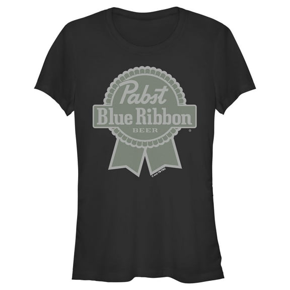 Junior's Pabst Colorblind Ribbon Logo  Graphic Tee Black Small