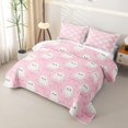 thumbnail image 3 of Manfei Cute Halloween Ghost Twin Quilt Set for Boys Girls, Pink Princess Ribbon Twin Coverlet Set, 3 of 7