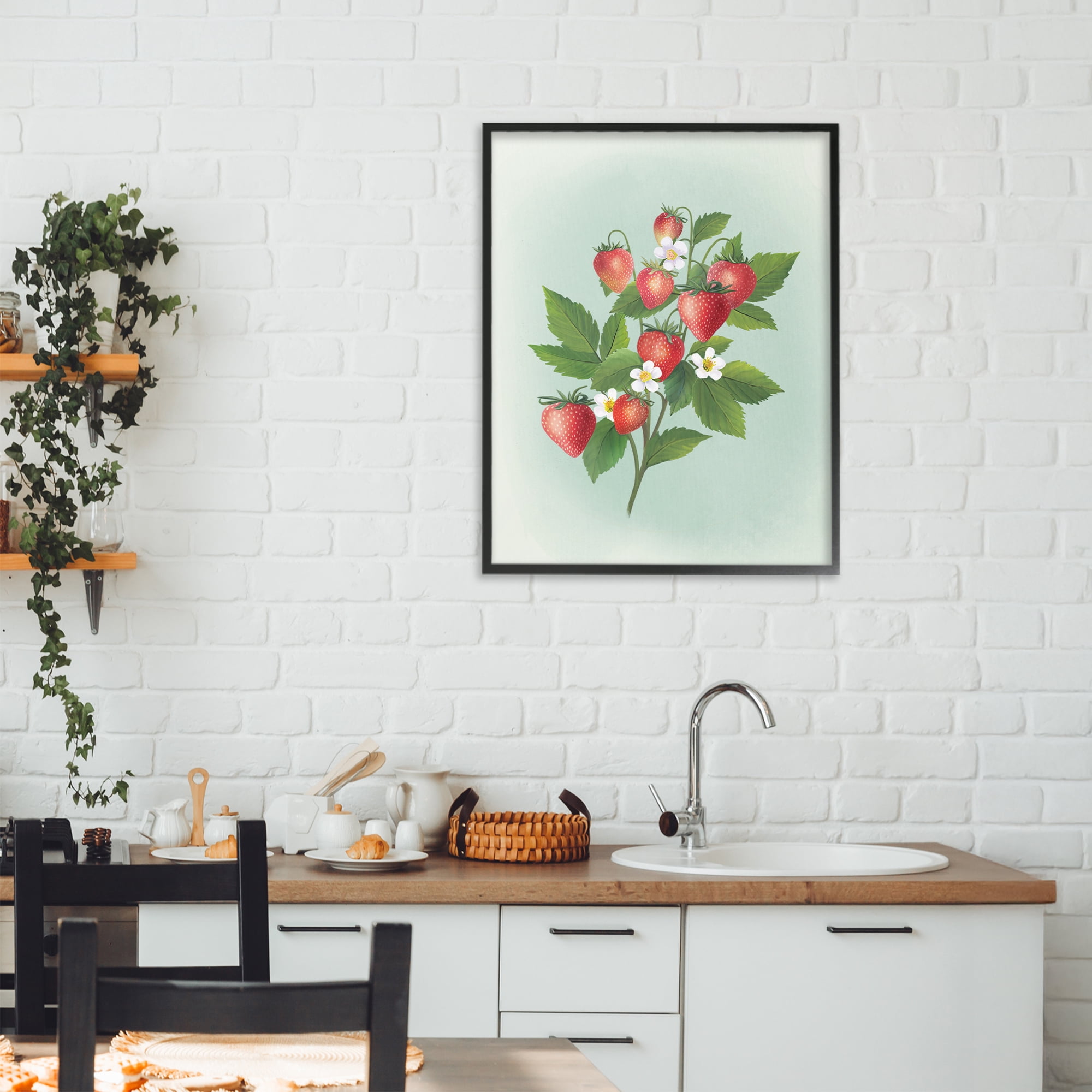 Stupell Industries Vintage Strawberry Bundle Black Framed Giclee Art, design by Diane Neukirch