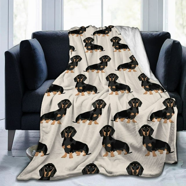 Dachshund In Sweaters Pattern Blankets Fleece Printed Cute Portable Soft Throw Blanket for Bed Office Quilt Dog Flannel Blanket