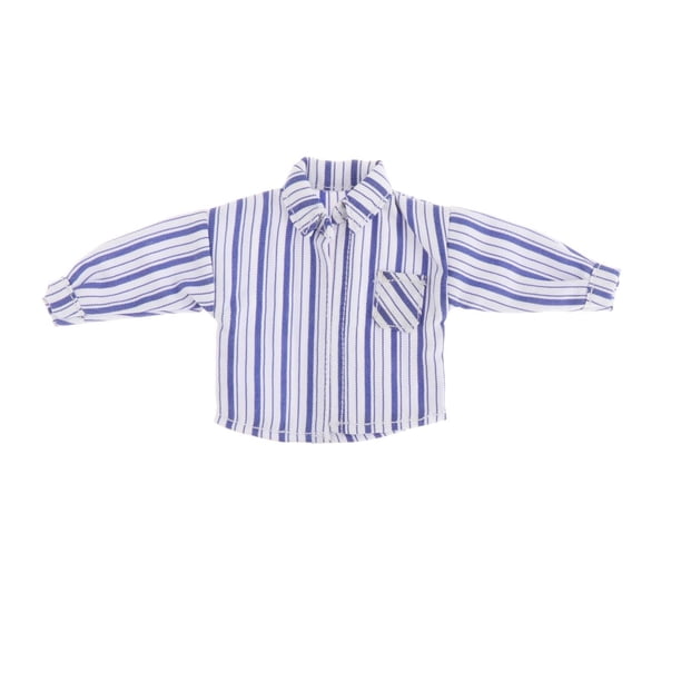 Figura de hombre a escala 1/12, camiseta, mini ropa, trajes en miniatura suaves y portátiles de moda Raya azul claro