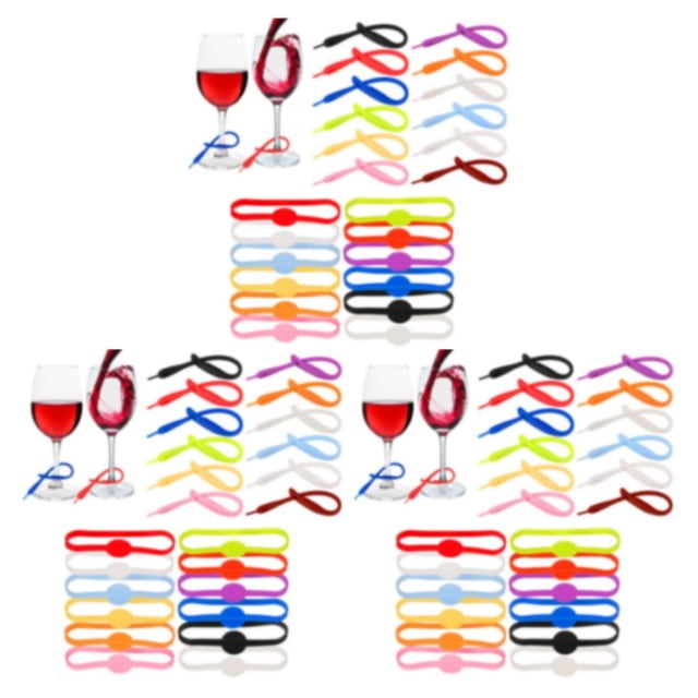 VONKY 24pcs Silica Gel Easy To Clean Glass Markers Bright Color Cup Labels For Easy Cup Recognition 3Set