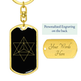 thumbnail image 3 of Sacred Geometry Star Tetrahedron Stainless Steel or 18k Gold Premium Swivel Dog Tag Keychain, 3 of 16