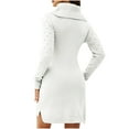 thumbnail image 4 of WXLWZYWL Winter Dresses for Women 2023 Clearance Women'S Print Long Sleeved Casuals Comfy Round-Neck Tunic Slim Mini Dress White, 4 of 6