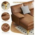 thumbnail image 4 of 110" U Shaped Sectional Sofa Couch, Mid Century Modern Faux Leather Couch with Hand-Sewn and Double Chaise Deep Couches, 4 Seater Home Sofa for Living Room, Small Space, Bedroom, Office, Caramel, 4 of 6