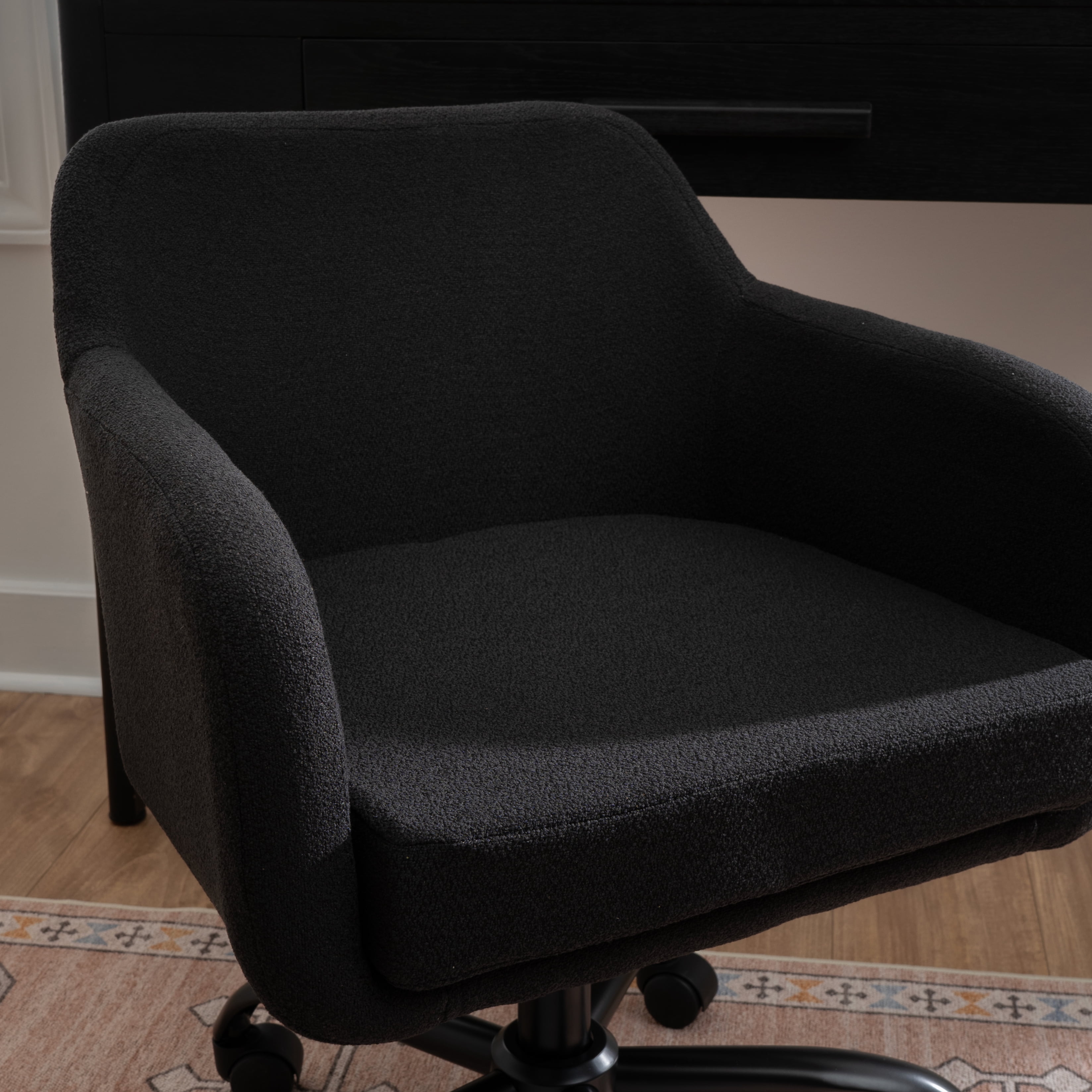 Linon Rylan Office Desk Chair with Adjustable Height and Swivel, Black