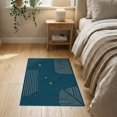 thumbnail image 3 of ODIKA 2'x3' Teal Oasis Geometric Contemporary Washable Accent Rug Modern Abstract Striped Diagonal Grid Motif Decorative Floor Covering for Bedroom, Nursery, RV, Pet Friendly, Bedside Mat, 3 of 7