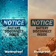 thumbnail image 5 of (2 Pack) Battery Disconnect Inside OSHA Notice Sign 24 Inch X 18 Inch Vinyl Label Decal Sticker Weather Resistant, UV Protected for Workplace, Business, and Construction Site, Made in, 5 of 7