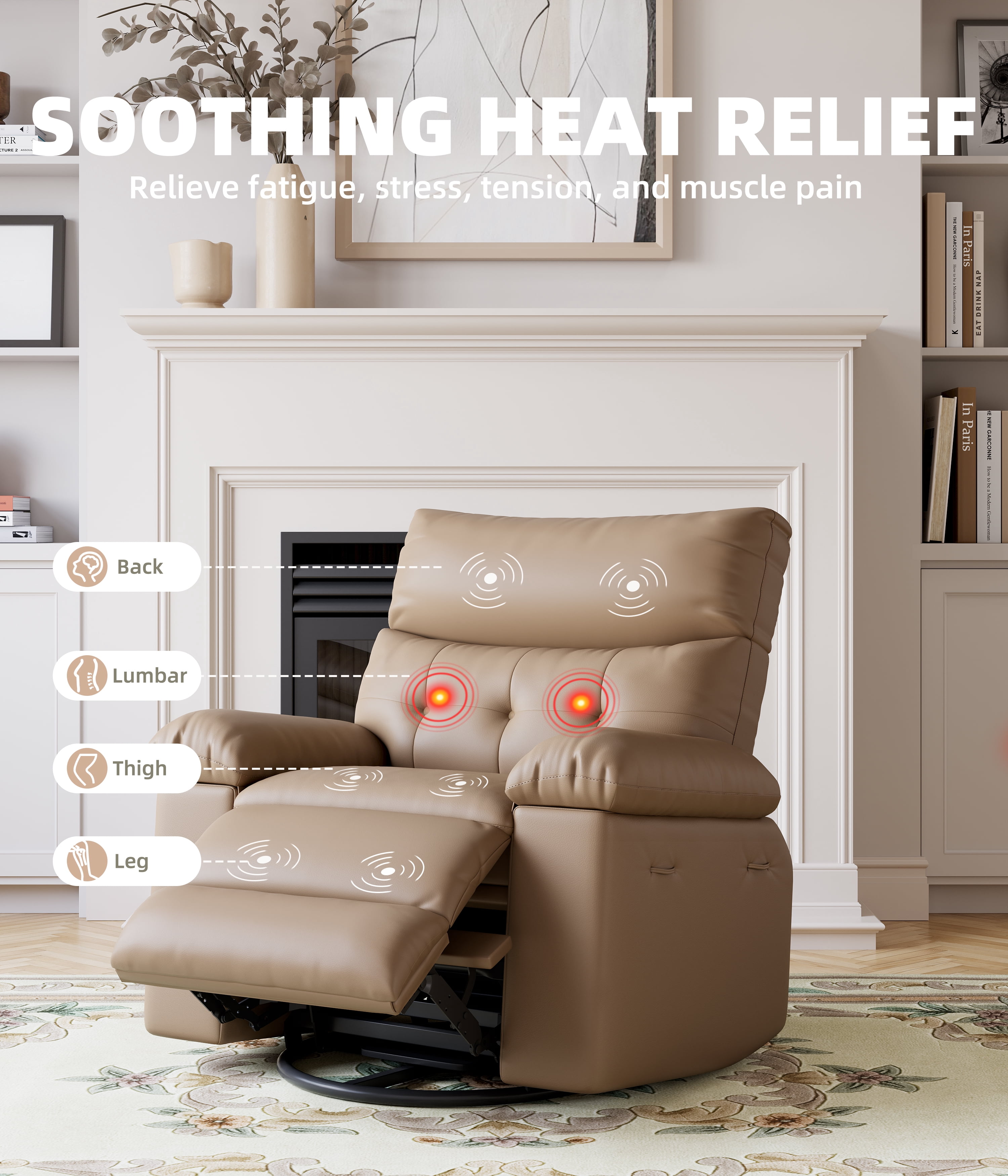 Oversized Recliner Chairs with Heat and Massage - 360°Swivel Lazy Boy Recliner Chair for Adults-Manual Rocking Chair with Remote Control for Living Rooms,Bedrooms and Nurseries