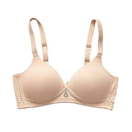 SMihono Women s Full Coverage Push Up Bras Everyday Basic Comfort Lightly Padded Bra No Underwire Plunge Lift Up T-Shirt Bra Beige 34