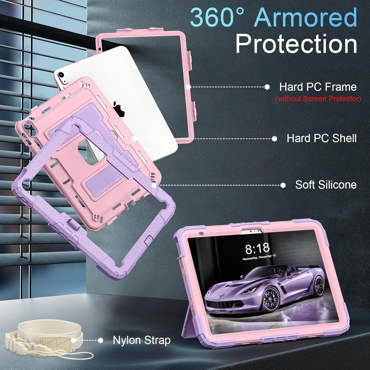 For IPad (A16) 11th/10th Generation 2025/2022 Kids Friendly IPad Case 10th Generation With Shoulder Strap/Pencil Holder,Heavy Duty Shockproof Cover For I Pad (A16) 11th/10th Generation 2025/2022