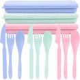 thumbnail image 1 of 3 Sets Reusable Travel Utensils with Case Wheat Straw Cutlery Set Cutter Fork Spoon Set for Lunch Box, 1 of 8