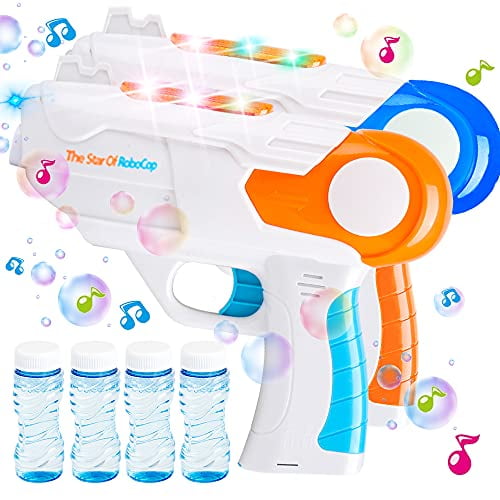 Boys Girl Mosaic Bubble Gun Blower Machine Summer Toys with LED Music for Kids 