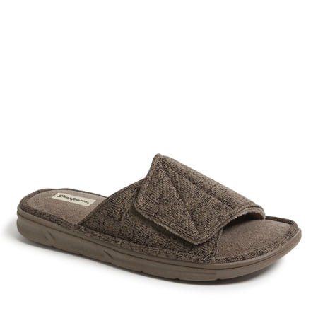 Dearfoams Men's Chase Marled Knit Adjustable Shower Slide House Slipper
