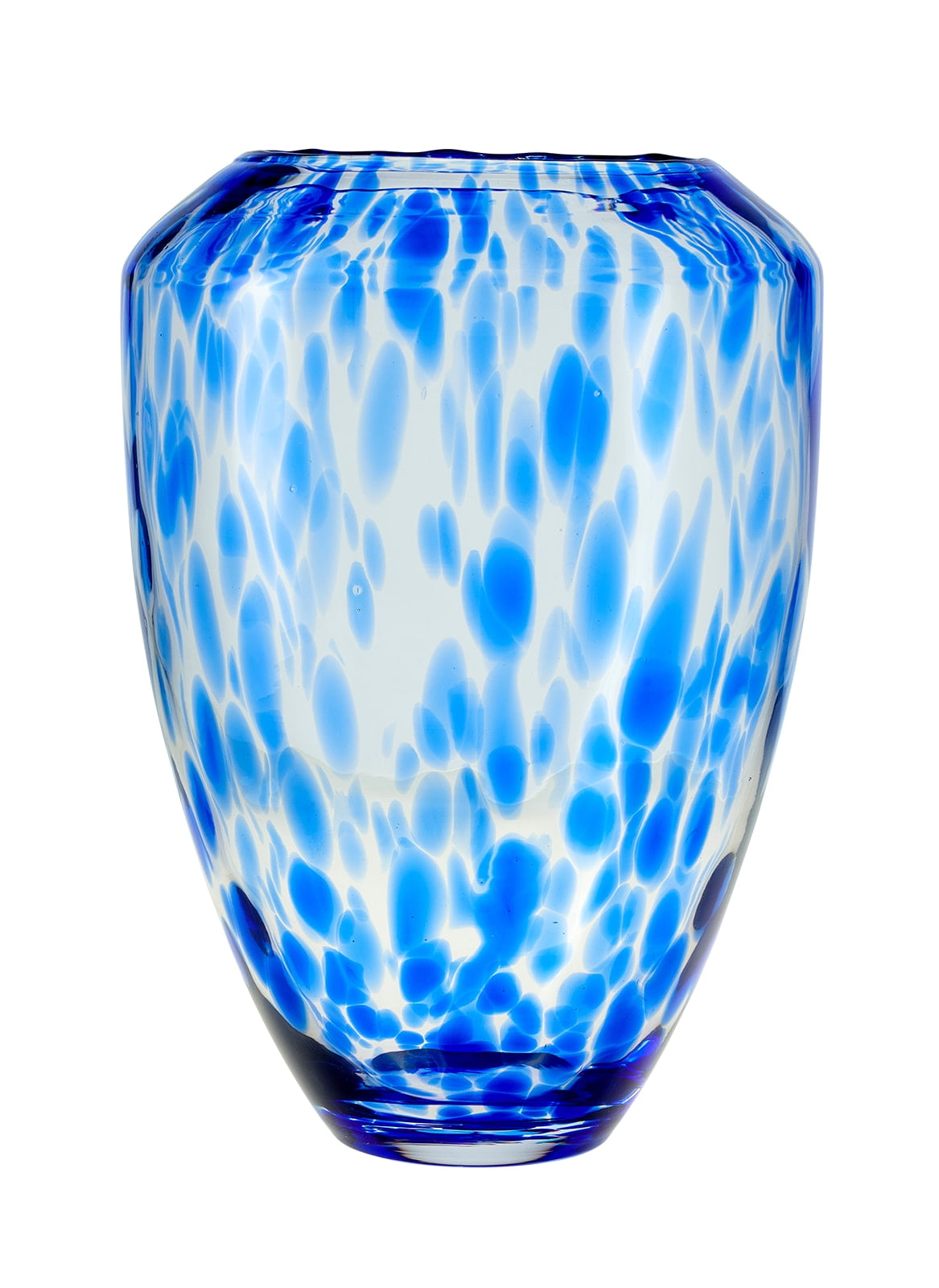 New Handmade Art Glass Polish Glass Ball Ornament Boxed 4” Cobalt Blue White 