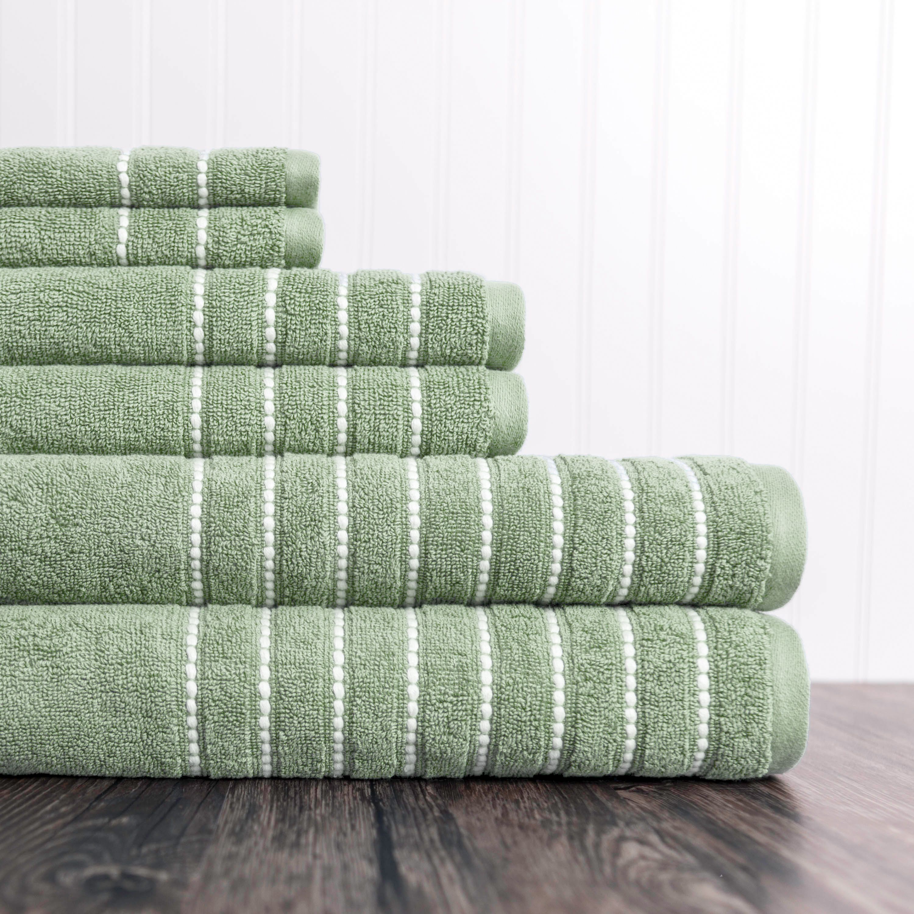 Burke Combed Cotton 6 Piece Towel Set in Green