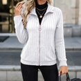 thumbnail image 2 of Womens Cable Knit Cardigan Zip up Collared Long Sleeve Sweater Loose Open Front Coats | Ribbed Hem, Cozy Soft Casual Wear, Fall Clothes Winter Outerwear QURATI, 2 of 5