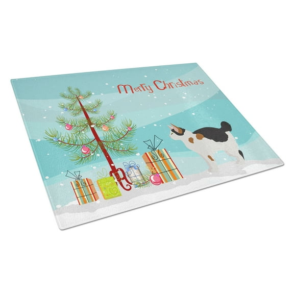Carolines Treasures CK4654LCB Manx 3 Cat Merry Christmas Glass Cutting Board Large, 12H x 16W, multicolor