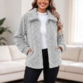 thumbnail image 2 of Womens Winter Warm Coats Full Zip Long Sleeve Double-sided Velvet Short Fleece Jacket Loose Outerwear With Pockets, 2 of 7