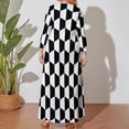 thumbnail image 5 of Black and white hexagons Long Sleeved Dress Long dress woman summer dress woman trendy dresses for womens, 5 of 7