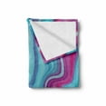 thumbnail image 2 of Marble Print Soft Flannel Fleece Throw Blanket, Abstract Color Formation Wavy Aqua Pink Lines Agate Slab Mineral Geographic, Cozy Plush for Indoor and Outdoor Use, 70" x 90", Aqua Pink, by Ambesonne, 2 of 6