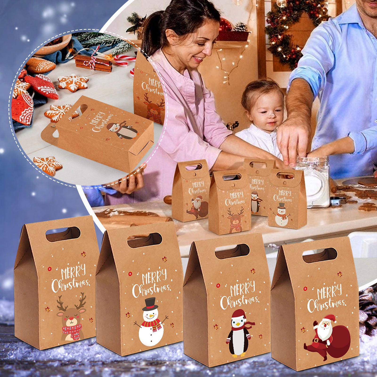 Toyfunny Vintage Kraft Christmas Apple Gift Box, Wrapped Party Gift Bag  Hand-Wrapped Candy Box - Walmart.com
