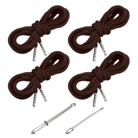 Uxcell 51 Inch Drawstring Cords, 4pcs Replacement Draw Strings with 2pcs Easy Threaders for Shorts Pants Jackets Coats Sweatpants Hoodie, Coffee