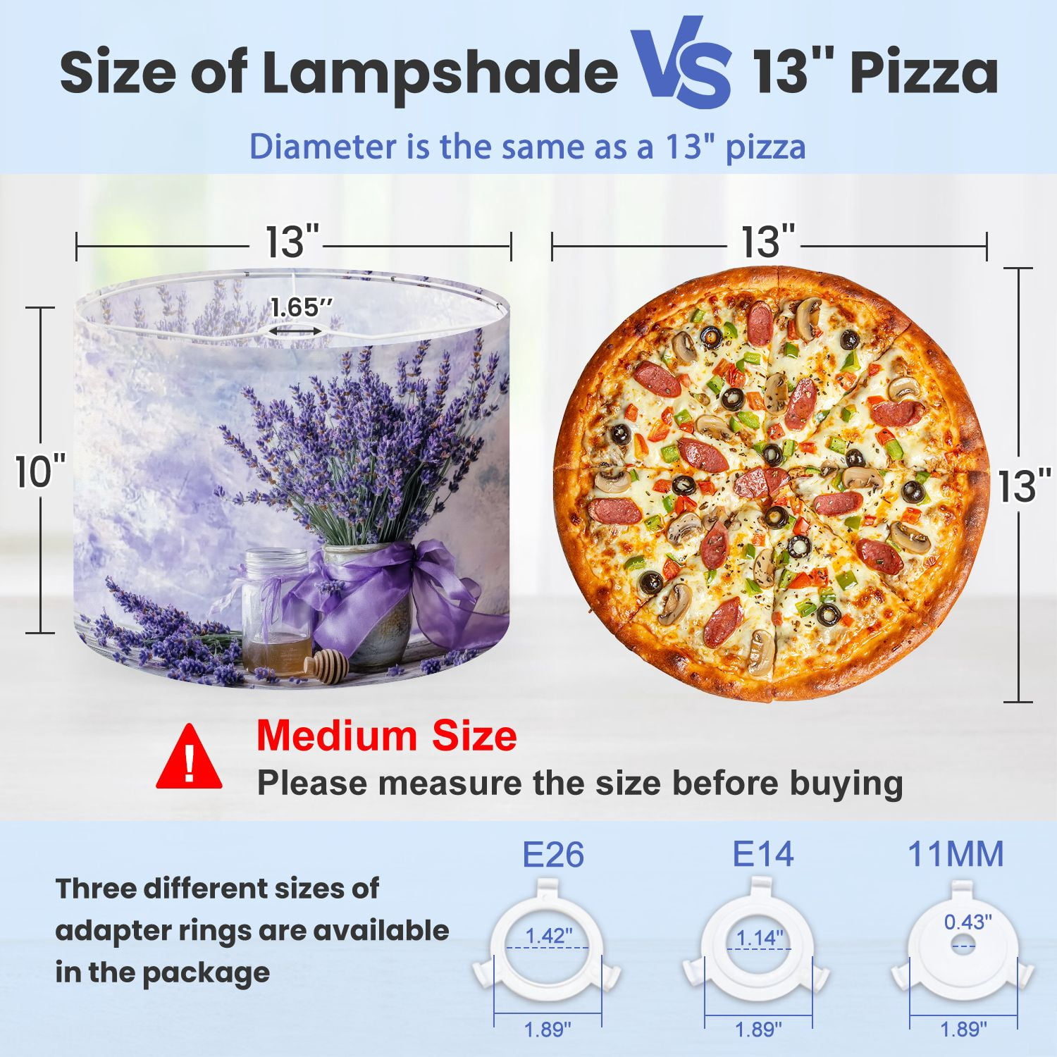Linen Drum Lampshades Purple Lavender Rustic Floral Farmhouse Flower Country Lilac Flowers 13"x13"x10" Light Shade for Table Lamps Floor Lamp Shades Lampshade Replacement Assembly Required