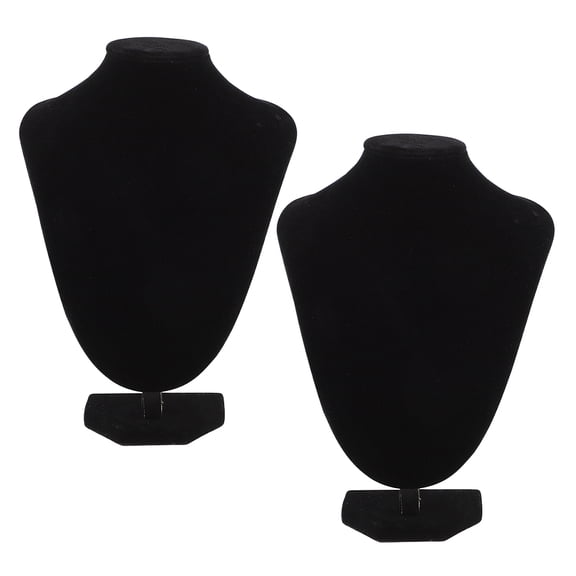 HEANUJJ 2-Pack Black Velvet Necklace Display Bust Stands for Jewelry Presentation, Retail Showcase, and Elegant Organizer