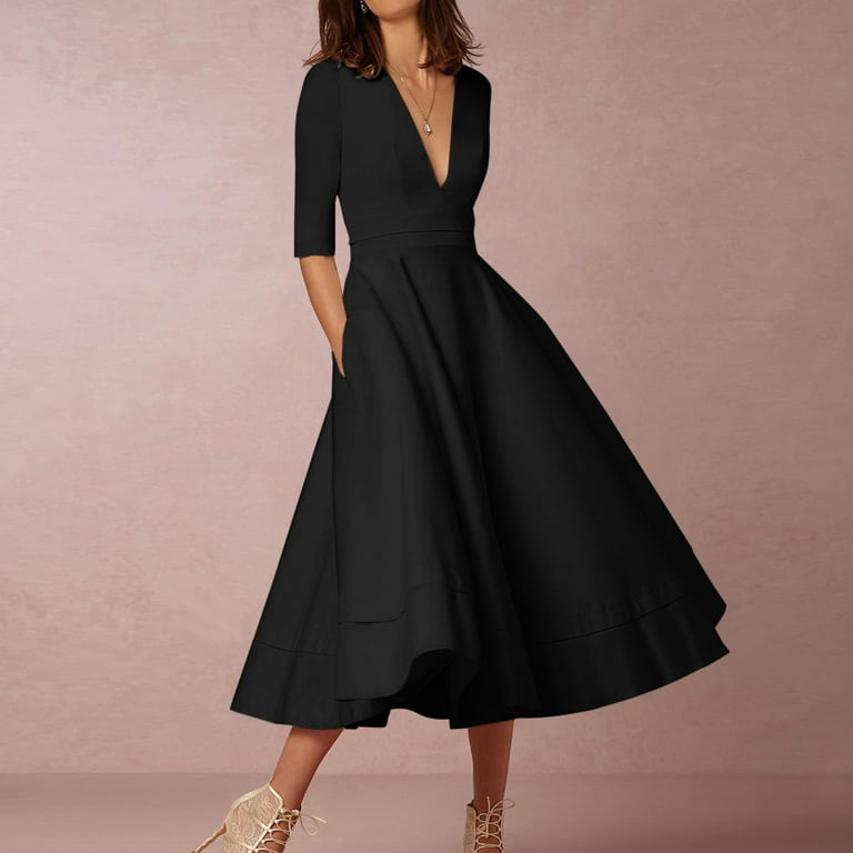 sparkly long sleeve black dress Ever-Pretty Plus Size Sequin Chiffon Formal Dress with 3/4 Sleeves