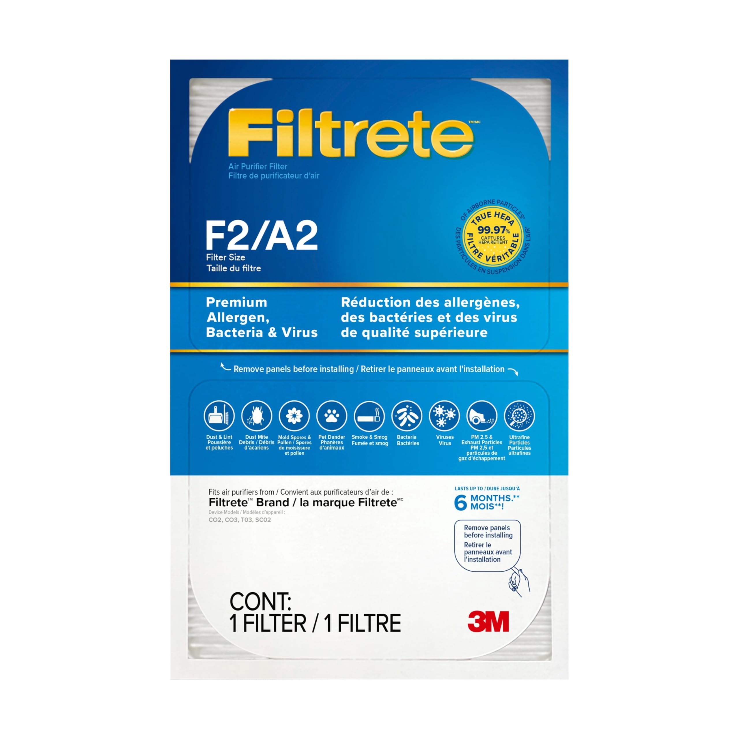 Filtrete F2 Room Air Purifier Filter, True HEPA P