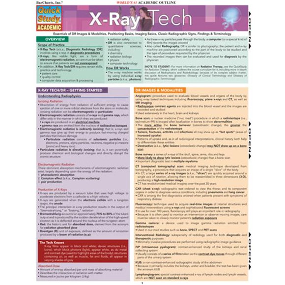 McLaren BarCharts X-Ray Tech Diagnostic Radiology 3-Panel Guide Multicolour