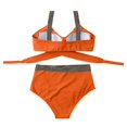 thumbnail image 7 of Women's High Waist Bikini Set Cross Back Tummy Control Two Piece Swimsuit Cover Belly Beach Swimwear for Vacation,Orange,L, 7 of 7