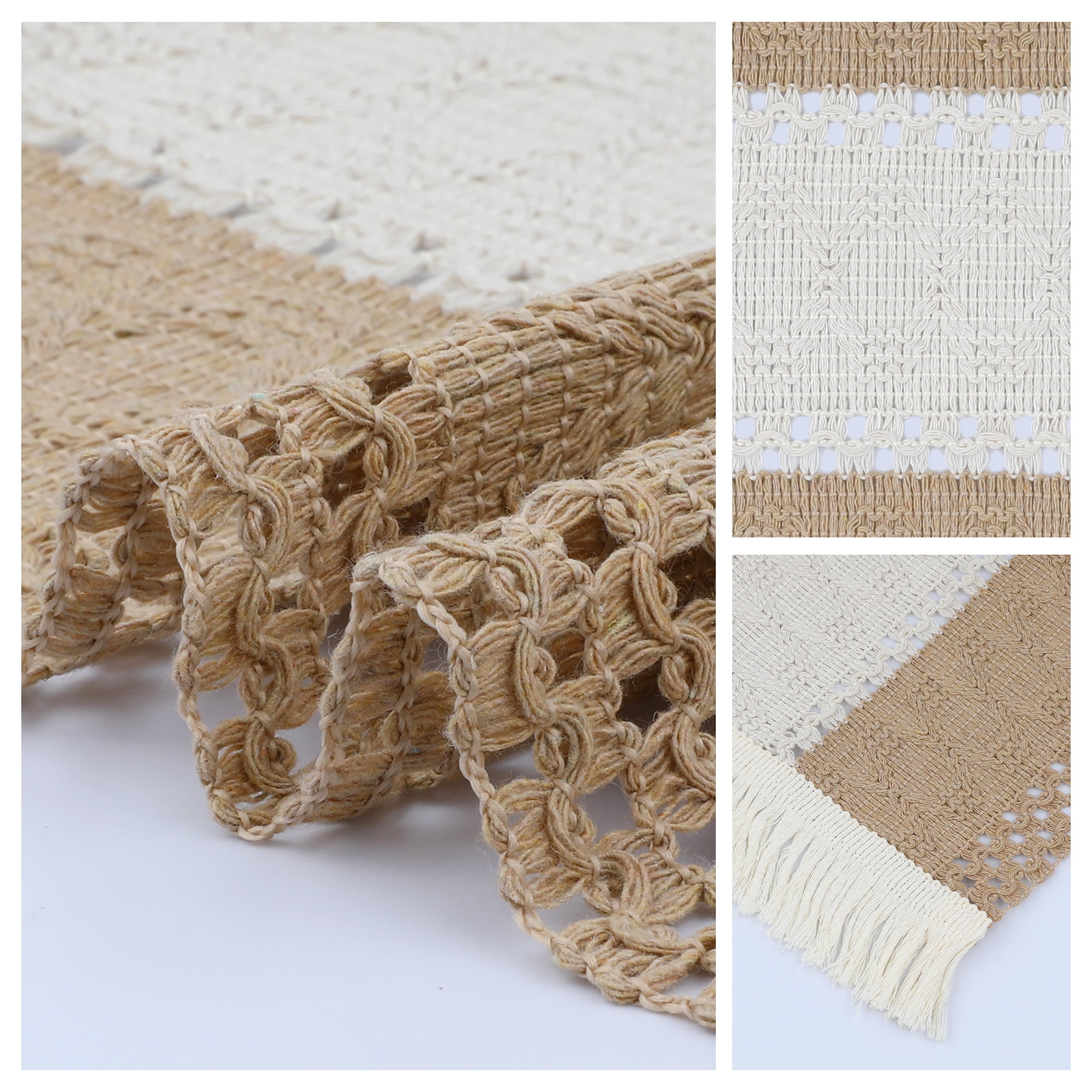 Unique Bargains Set of 4 Farmhouse Placemats for Dining Table Decor Brown-White