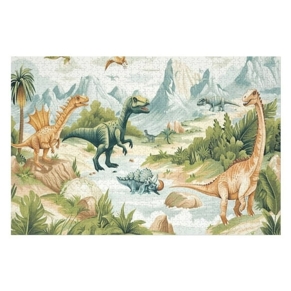 Puzzles for Adults 300 Pieces - Dinosaur World Pattern Unique Artwork Jigsaw Puzzle, Large Piece Puzzle, Great for Beginners, Gifts for Loved Ones