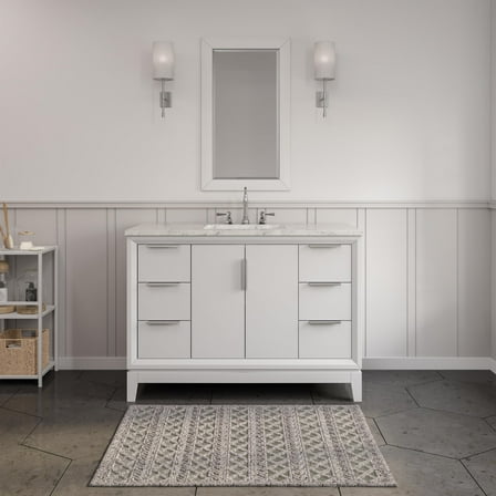 Water Creation Elizabeth 48" Wood Single Bathroom Vanity in White/Chrome
