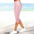 thumbnail image 4 of Capri Pants for Women 2025 High Waisted Stretch Slim Fit Button Yoga Fitness Capris Leggings Womens Cropped Pants, 4 of 7