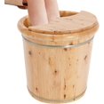 thumbnail image 2 of Modern Foot Tub,15.75" D × 15.75" H Wooden Foot Soak Footbath for Soaking Feet for Solid Wood Handmade Wooden Basin Set with Stool & Lid (Wood), 2 of 9