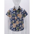 thumbnail image 3 of Raenseen Kids Boys Summer Hawaiian Shirts Floral Print Short Sleeve Button Shirts Tropical Luau Shirts Blouse Tops Type F 5-6, 3 of 7