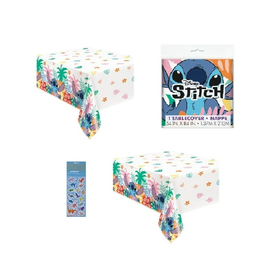 Lilo and Stitch Birthday Supplies Decoration Bundle includes 2 Plastic Table Cover 54" x 84", 1 Dinosaur Sticker Sheet