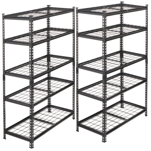 2-Piece 5 Tier Heavy Duty Storage Shelves Set, Adjustable Steel Shelving Unit, Boltless Assembly for Garage Shed, Black, 36W x 18D x 72H Inches Each