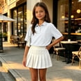 thumbnail image 7 of Girls Polo Shirts Collared School Uniform Kids Short Sleeve Pique Polo Shirt,Light Gray 160, 7 of 7
